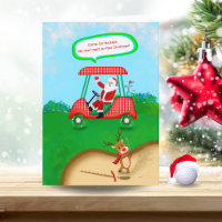 Funny Santa With Rudolph Playing Golf Xmas Bunker 
