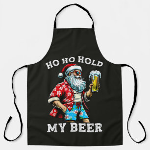 Funny Santa with Sunglasses and Beer Christmas Apron