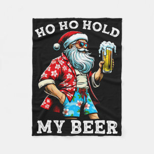 Funny Santa With Sungles And Beer Christmas In Jul Fleece Blanket