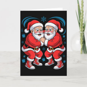 Funny Santa Wrestling Lover Wrestler Xmas Christma Card