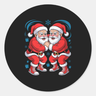 Funny Santa Wrestling Lover Wrestler Xmas Christma Classic Round Sticker