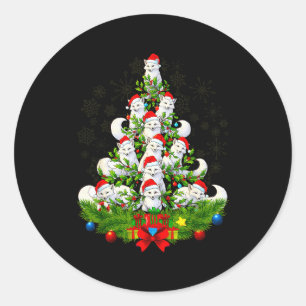 Funny Santa Xmas Arctic Fox Christmas Tree  Classic Round Sticker
