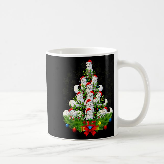 Funny Santa Xmas Arctic Fox Christmas Tree  Coffee Mug (Right)