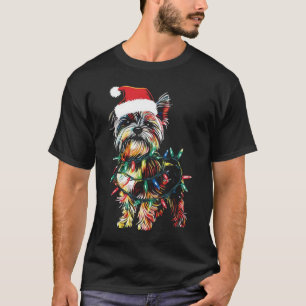 Funny Santa Yorkie Retriever Christmas Lights Dog T-Shirt