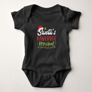Funny Santa's Favorite Principal Christmas Baby Bodysuit