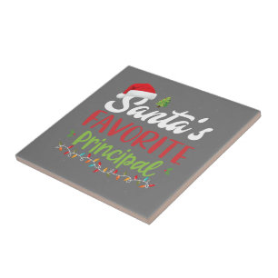 Funny Santa's Favorite Principal Christmas Ceramic Tile