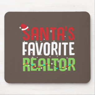 Funny Santa's Favorite Realtor Estate Agent Xmas Mouse Pad