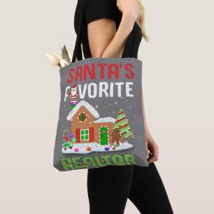 Funny Santa's Favorite Realtor Estate Agent Xmas Tote Bag