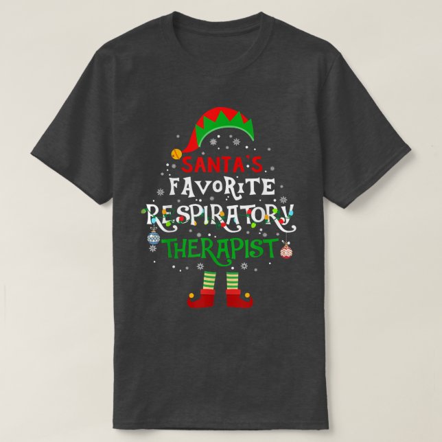 Funny Santa's Favorite Respiratory Therapist Chris T-Shirt (Design Front)