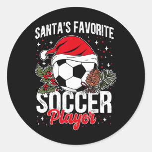 Funny Santa's Favorite Soccer Player Christmas Soc Classic Round Sticker