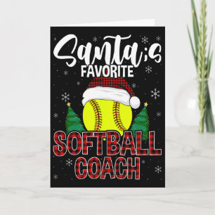 Funny Santa's Favorite Softll Coach Christmas Plai Card