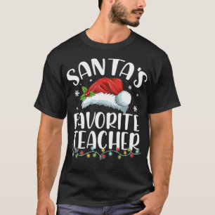 Funny Santa's Favorite Teacher Christmas Santa Hat T-Shirt
