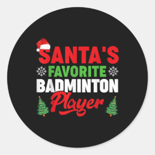 Funny Santas Favourite Badminton Player Christmas Classic Round Sticker