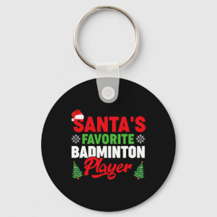 Funny Santa's Favourite Badminton Player Christmas Key Ring