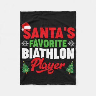Funny Santa's Favourite Biathlon Player Christmas Fleece Blanket