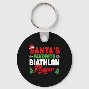 Funny Santa's Favourite Biathlon Player Christmas Key Ring