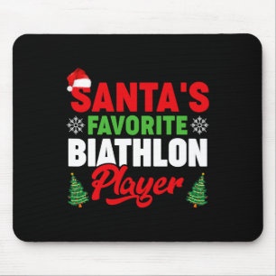 Funny Santa's Favourite Biathlon Player Christmas Mouse Pad