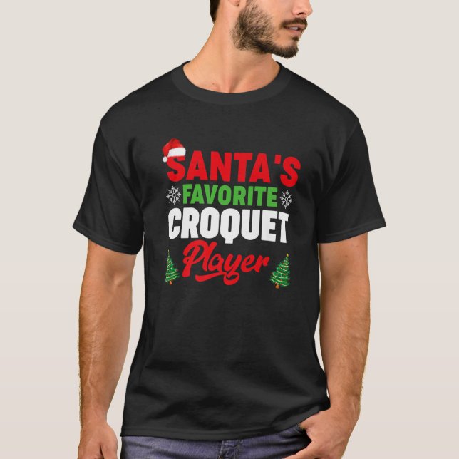 Funny Santa's Favourite Croquet Player Christmas T-Shirt (Front)