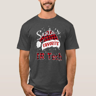 Funny Santa's Favourite ER Tech Christmas Plaid Bu T-Shirt
