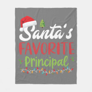 Funny Santa's Favourite Principal Christmas Fleece Blanket