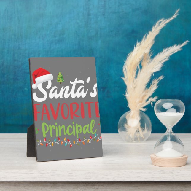Funny Santa's Favourite Principal Christmas Plaque (Side)