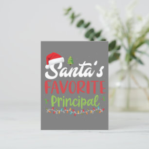 Funny Santa's Favourite Principal Christmas Postcard