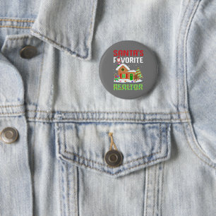 Funny Santa's Favourite Realtor Estate Agent Xmas 6 Cm Round Badge
