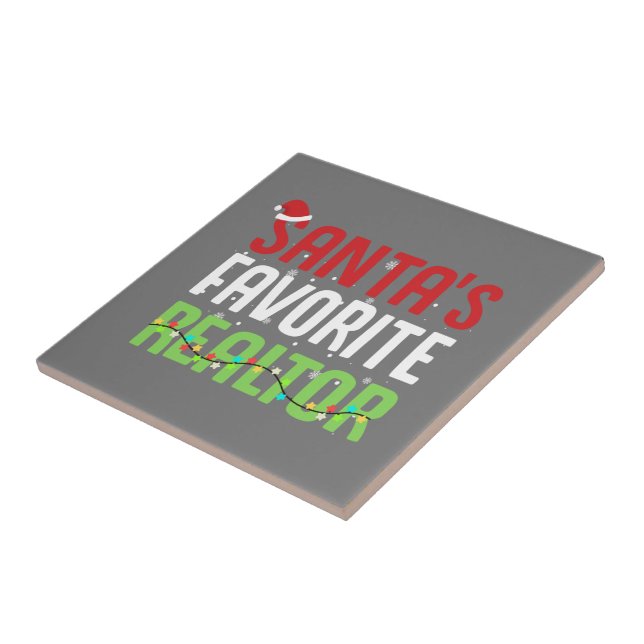 Funny Santa's Favourite Realtor Estate Agent Xmas Ceramic Tile (Side)