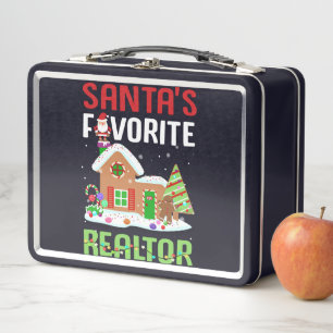 Funny Santa's Favourite Realtor Estate Agent Xmas Metal Lunch Box