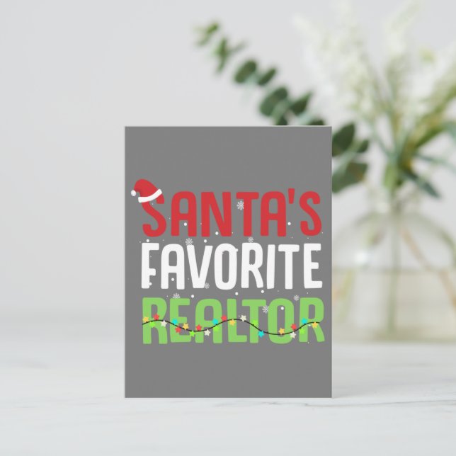 Funny Santa's Favourite Realtor Estate Agent Xmas Postcard (Standing Front)
