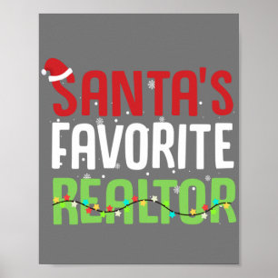 Funny Santa's Favourite Realtor Estate Agent Xmas Poster