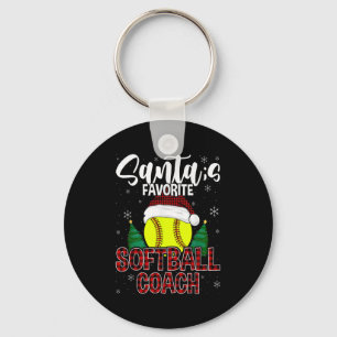 Funny Santa's Favourite Softball Coach Christmas P Key Ring
