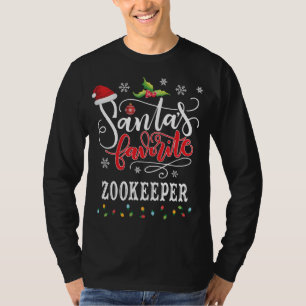 Funny Santa's Favourite Zookeeper Christmas Gifts T-Shirt
