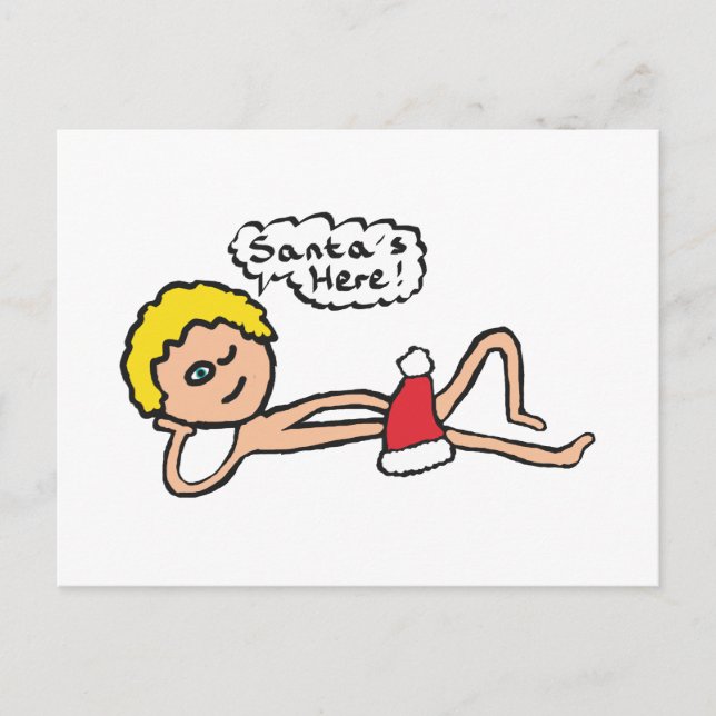 Funny Santa's Here Xmas Humour Postcard (Front)
