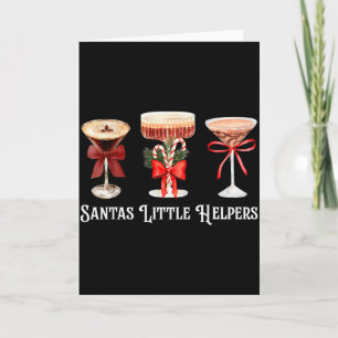 Funny Santas Little Helper Martini Tail Merry Chri Card
