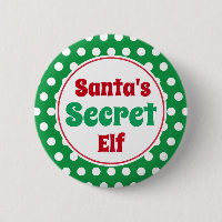 Funny Santa's Secret Elf Christmas Button Pin