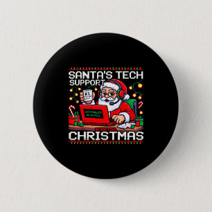 Funny Santa's Tech Suprt Rebooting Christmas Ugly 6 Cm Round Badge