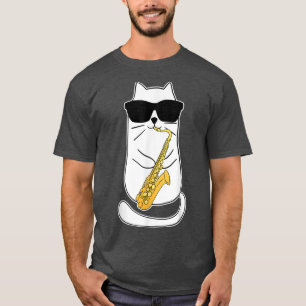 Funny Saophone Cat Musician Jazz Music Lover T-Shirt