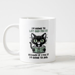 Funny sarcasm cat word art large coffee mug