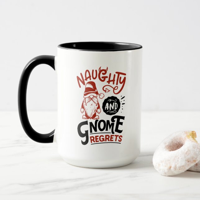funny sarcasm Christmas gnome Holiday Mug (With Donut)