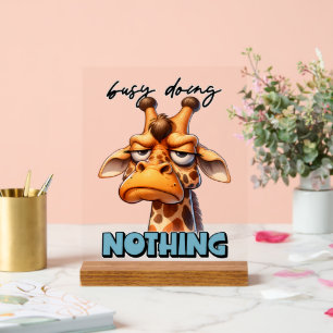 Funny sarcasm giraffe word art acrylic sign