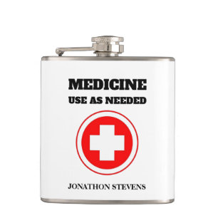 Funny Sarcasm Red Cross Medicine Quote Hip Flask