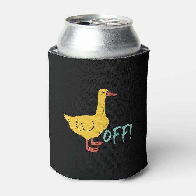 Funny Sarcastic Animal Pun and Humour Duck Off Can Cooler (Can Front)