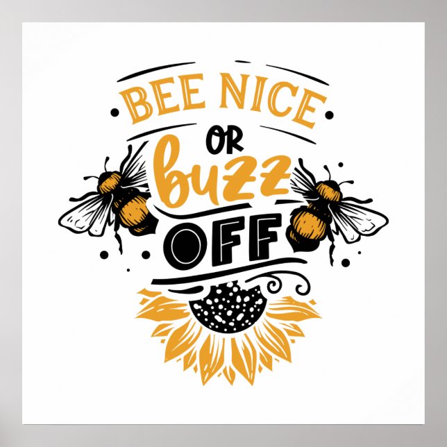 funny sarcastic bee word art  poster (Front)