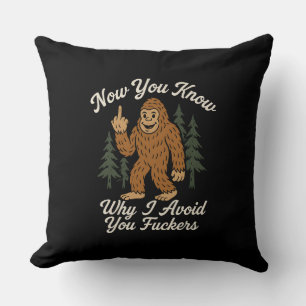 Funny Sarcastic Bigfoot Avoidance Humourous Quote  Cushion