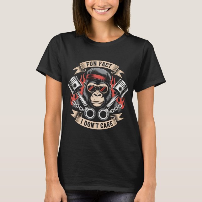 Funny Sarcastic Biker Gorilla Shirt | Fun Fact I D (Front)