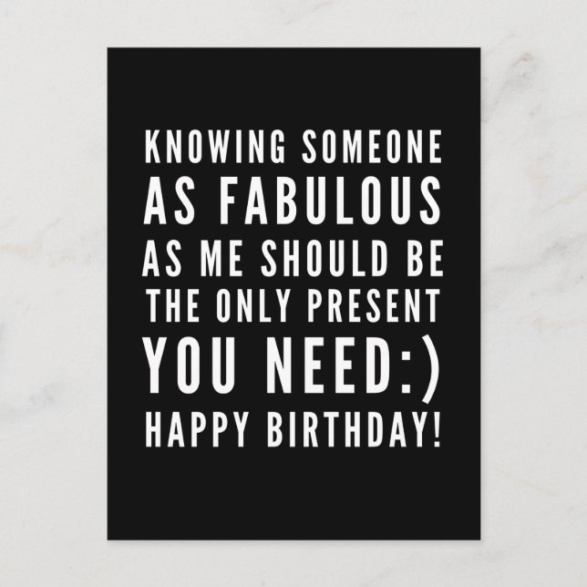 Funny sarcastic birthday wish for a boyfriend postcard (Front)