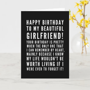 Funny sarcastic birthday wishes for a girlfriend card