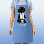 Funny Sarcastic Cat Apron<br><div class="desc">A funny sarcastic,  annoyed and unenthusiastic black and white tuxedo cat for animal lovers. Change the text or remove it to personalise further.</div>