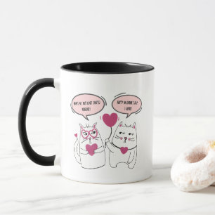 Funny Sarcastic Cat Couple Valentines Day Mug